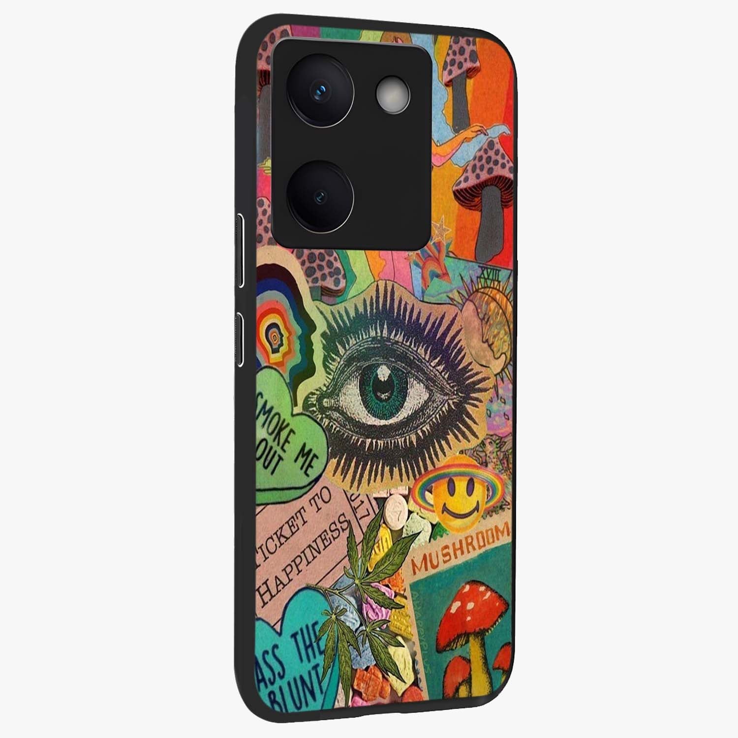 Mystic Eye Wonderland Glass Case upright view showcasing symbolic eye artwork with mysterious fantasy theme.