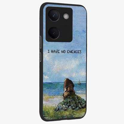 Peace Beyond War Glass Case upright view showcasing powerful peace symbol artwork with inspirational theme.