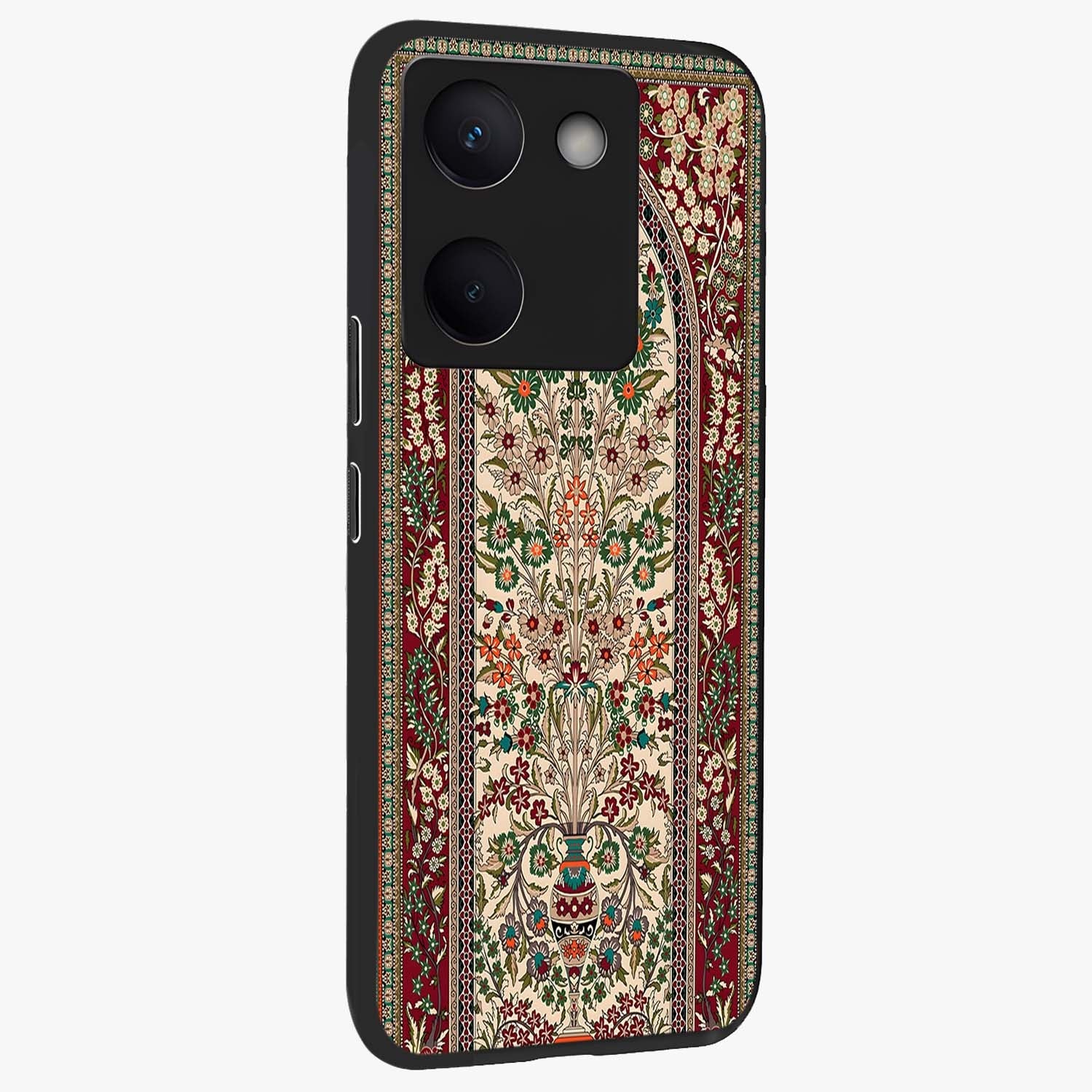 Persian Inspired Glass Case upright view showcasing decorative Persian artwork with rich heritage theme.