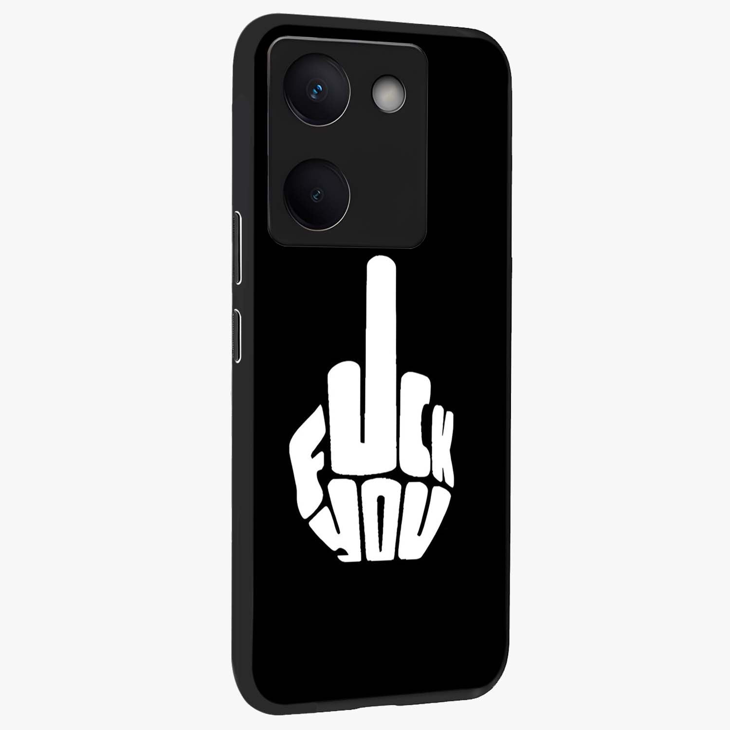 Rebel Mode On Glass Case upright view showcasing striking statement artwork with bold rebellious theme.