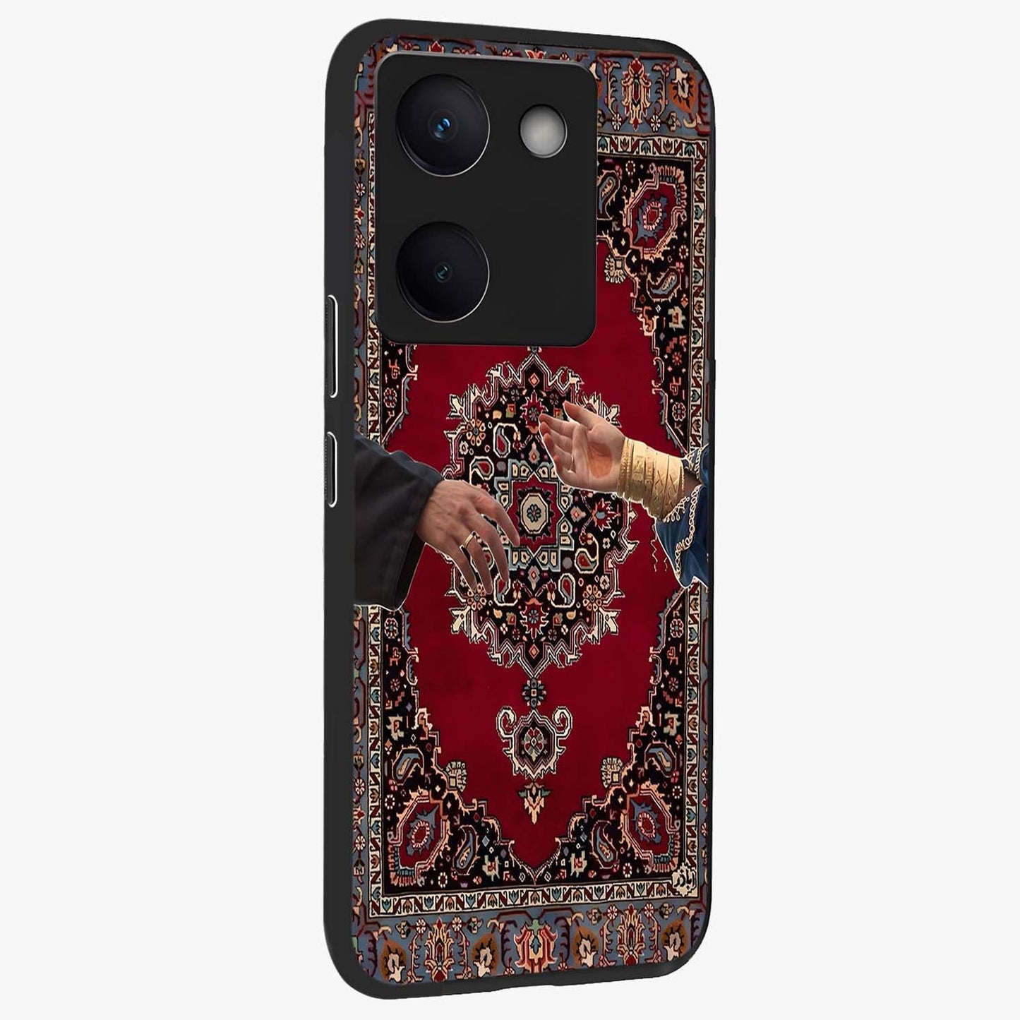 Royal Touch Reach Glass Case upright view showcasing stylish royal inspired artwork with graceful theme.