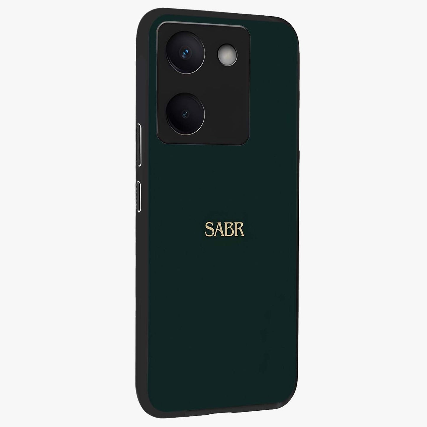 Sabr Minimal Patience Glass Case upright view showcasing calm minimalist artwork with motivational patience theme.