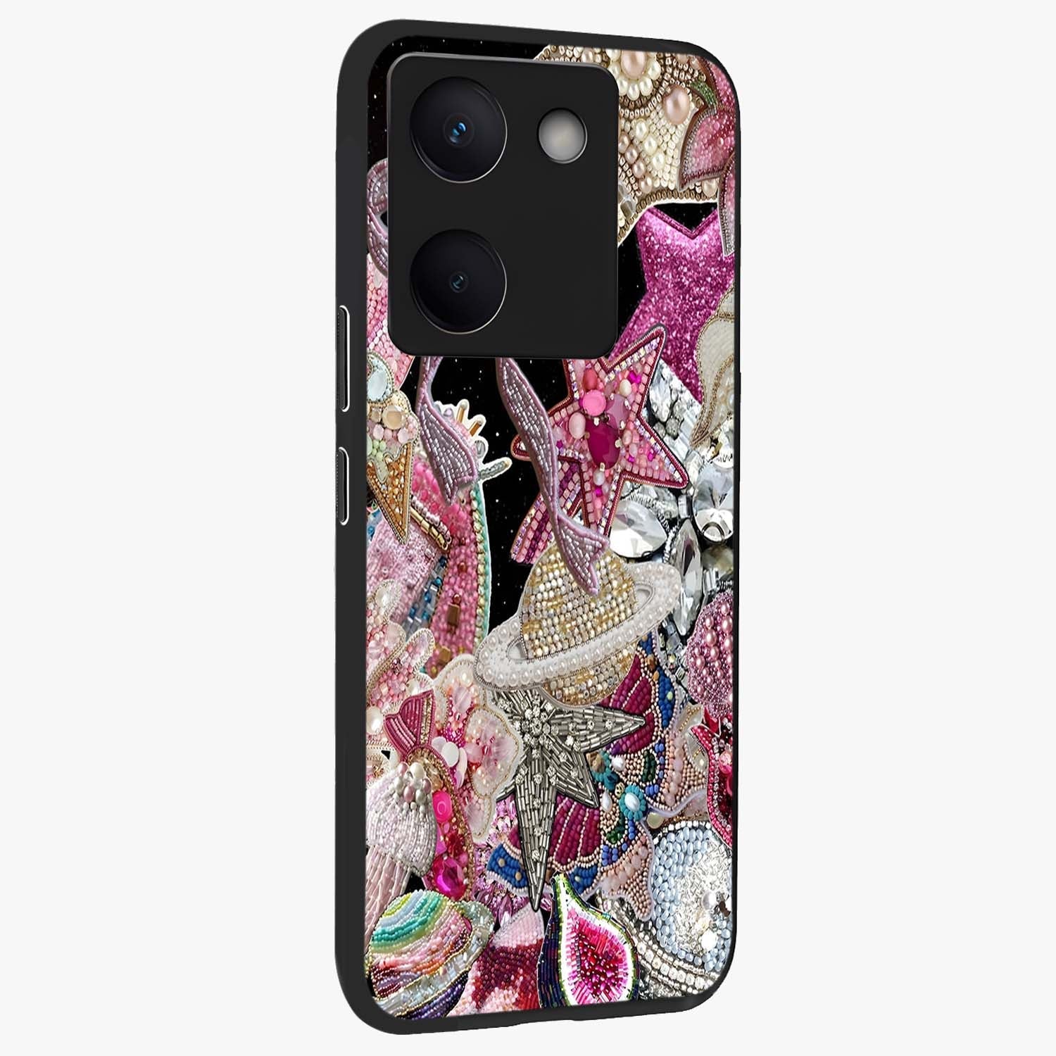 Starlit Jewel Dream Glass Case upright view showcasing radiant star inspired artwork with magical night theme.