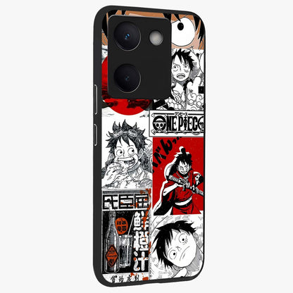 Strawhat Chaos Panels Glass Case upright view showcasing energetic anime artwork with bold adventure theme.