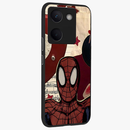Web Warrior Vibes Glass Case upright view showcasing energetic superhero artwork with bold action theme.