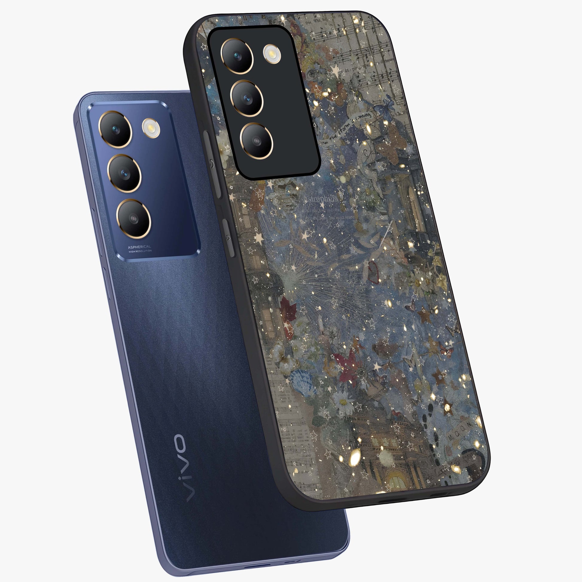 Aesthetic Astrolophia Glass Case displayed in angled mockup highlighting artistic aesthetic elements and smooth glass surface.