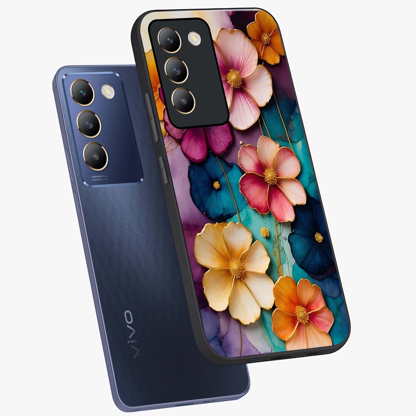 Artlyn Grace Flower Pattern Glass Case displayed in angled mockup highlighting delicate flower pattern design and smooth glass surface.