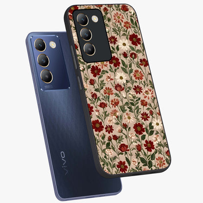 Biege Flower With Leaf Glass Case displayed in angled mockup highlighting minimal floral leaf design and elegant aesthetic.