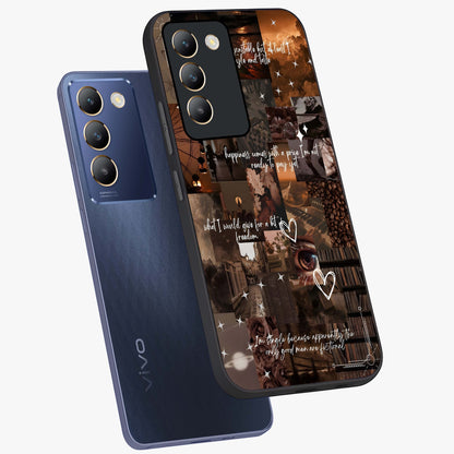 Bittersweet Aesthetic Chaos Glass Case displayed in angled mockup highlighting expressive abstract artwork and edgy aesthetic theme.