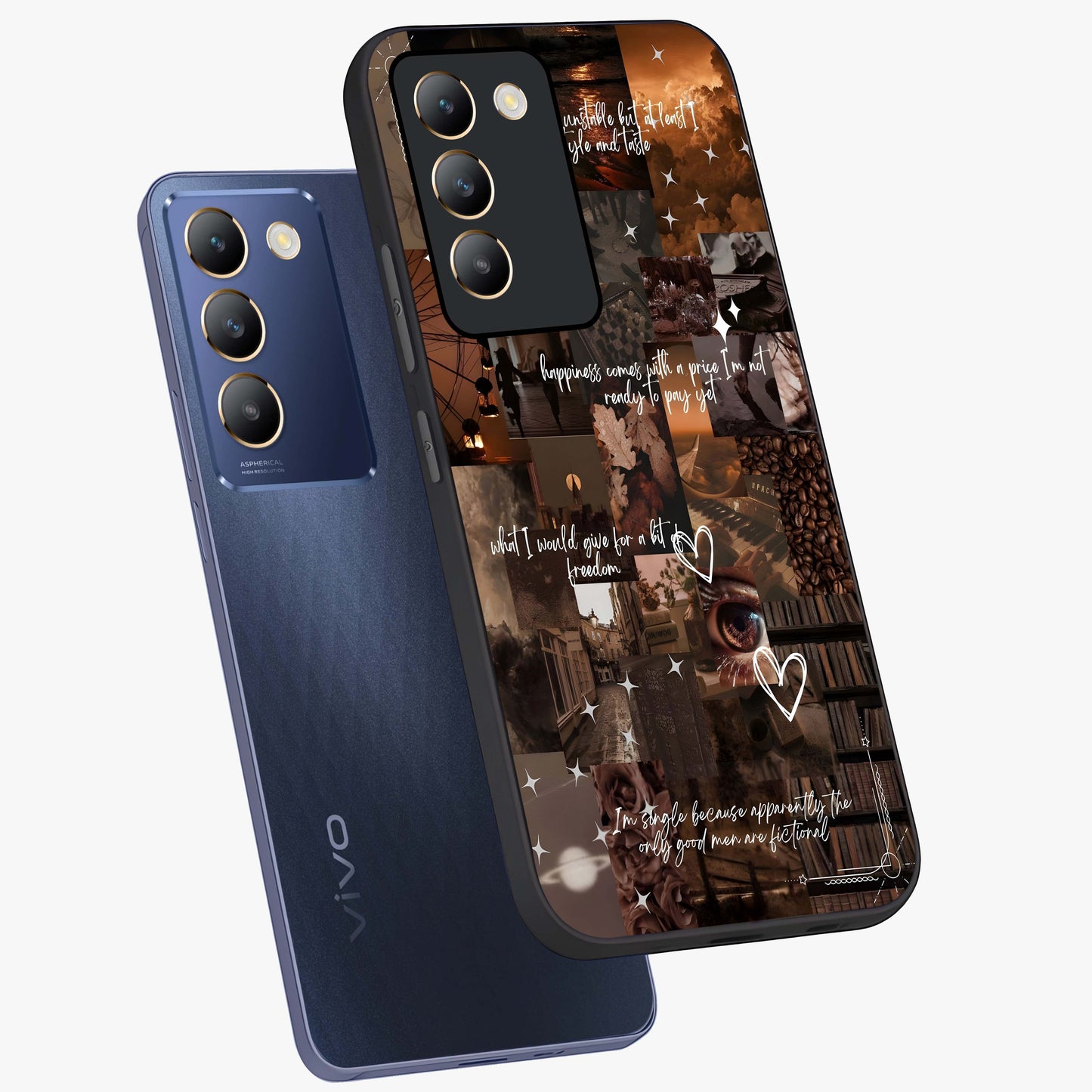Bittersweet Aesthetic Chaos Glass Case displayed in angled mockup highlighting expressive abstract artwork and edgy aesthetic theme.