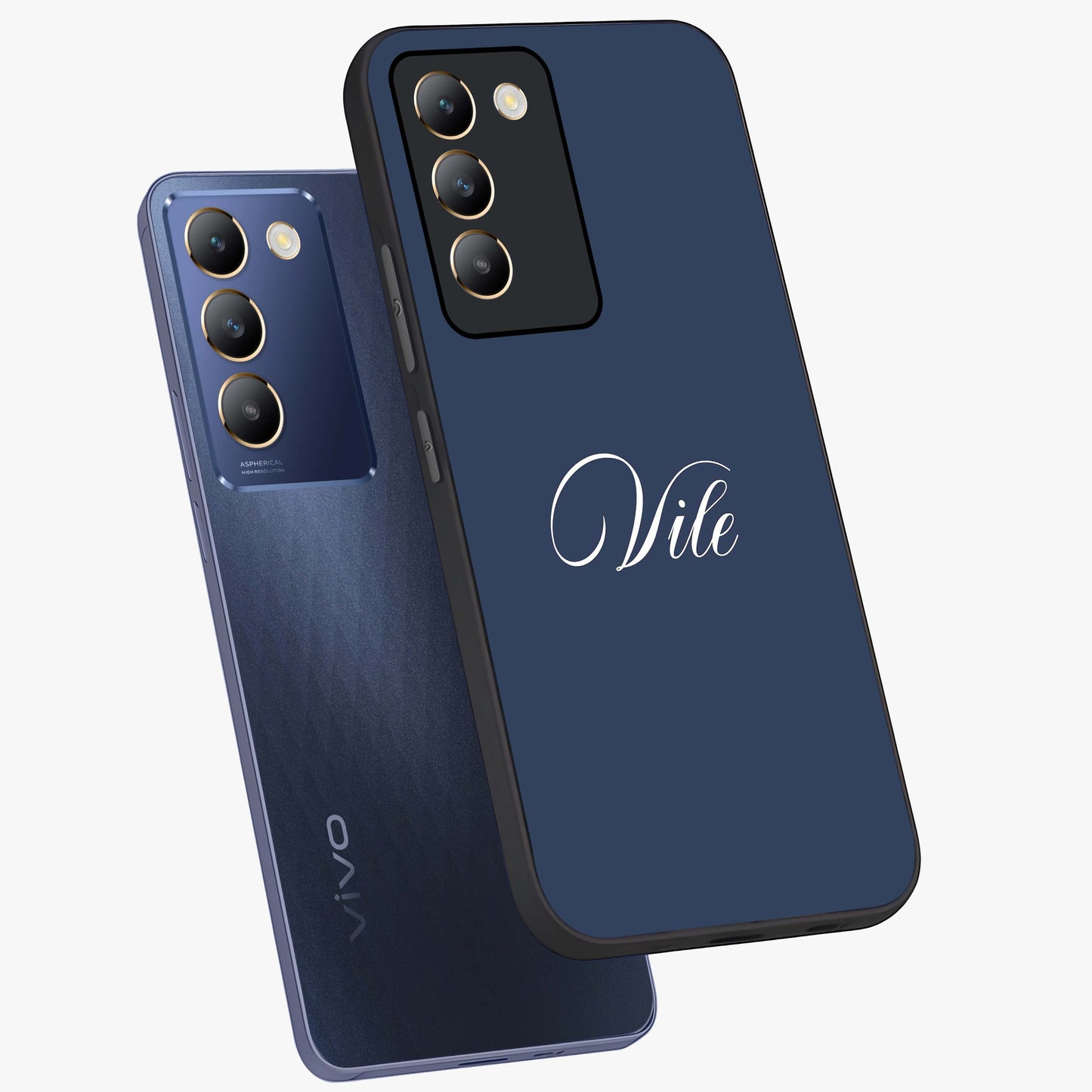 Blue Vintage Floral Pattern Glass Case showing flat back view with elegant vintage floral artwork and glossy glass finish.