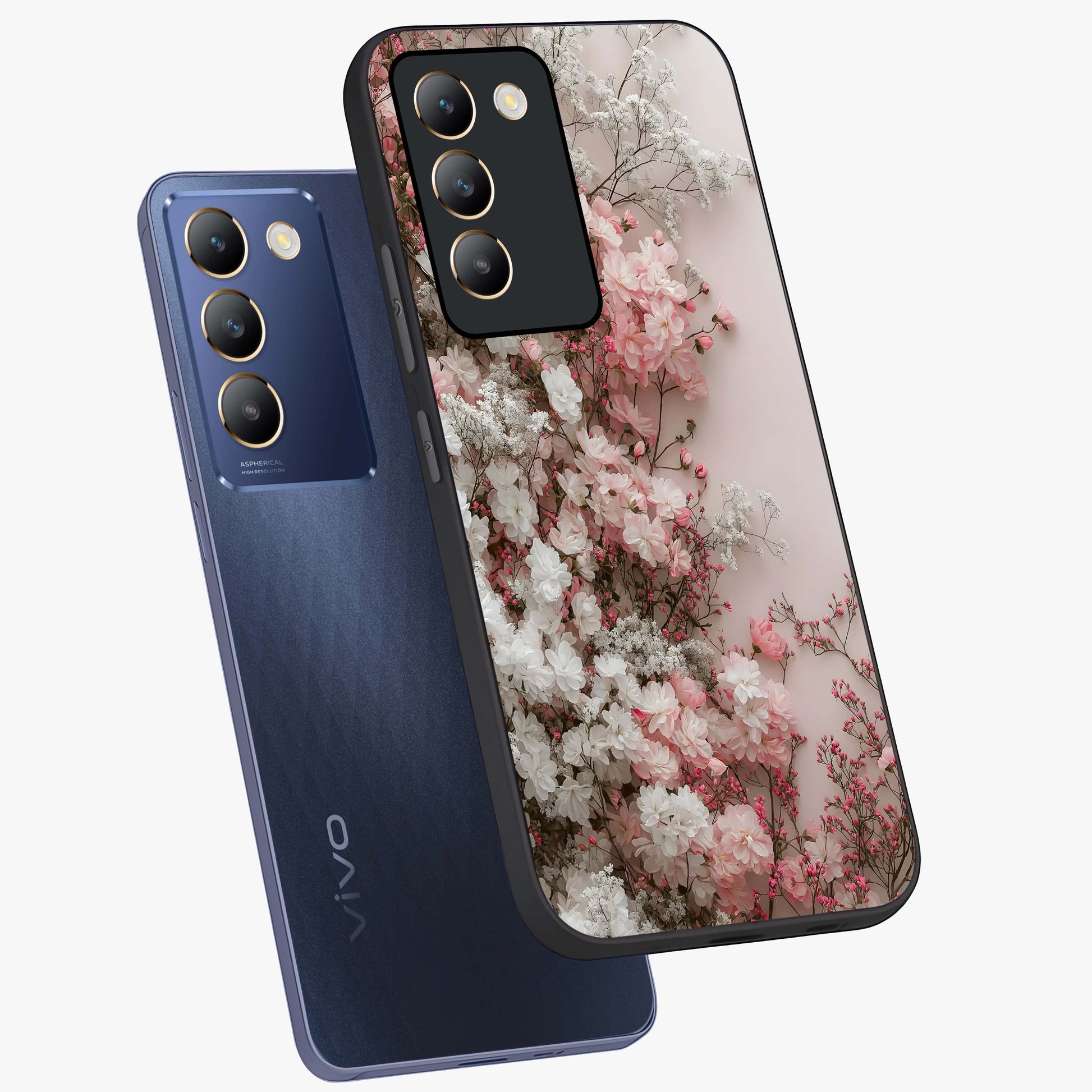 Blush Blossom Cloud Glass Case displayed in angled mockup highlighting soft cloud and blossom design with pastel aesthetic.