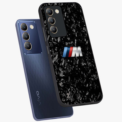 Carbon Speed Mark Glass Case displayed in angled mockup highlighting racing inspired carbon design and sleek aesthetic style.