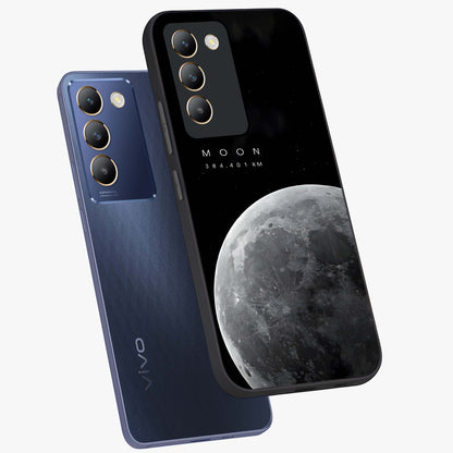 Cosmic Moon Glow Glass Case displayed in angled mockup highlighting celestial moon design with cosmic aesthetic theme.