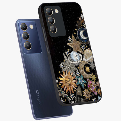 Cosmic Sparkle Dreams Glass Case displayed in angled mockup highlighting dreamy star sparkle design with celestial aesthetic.