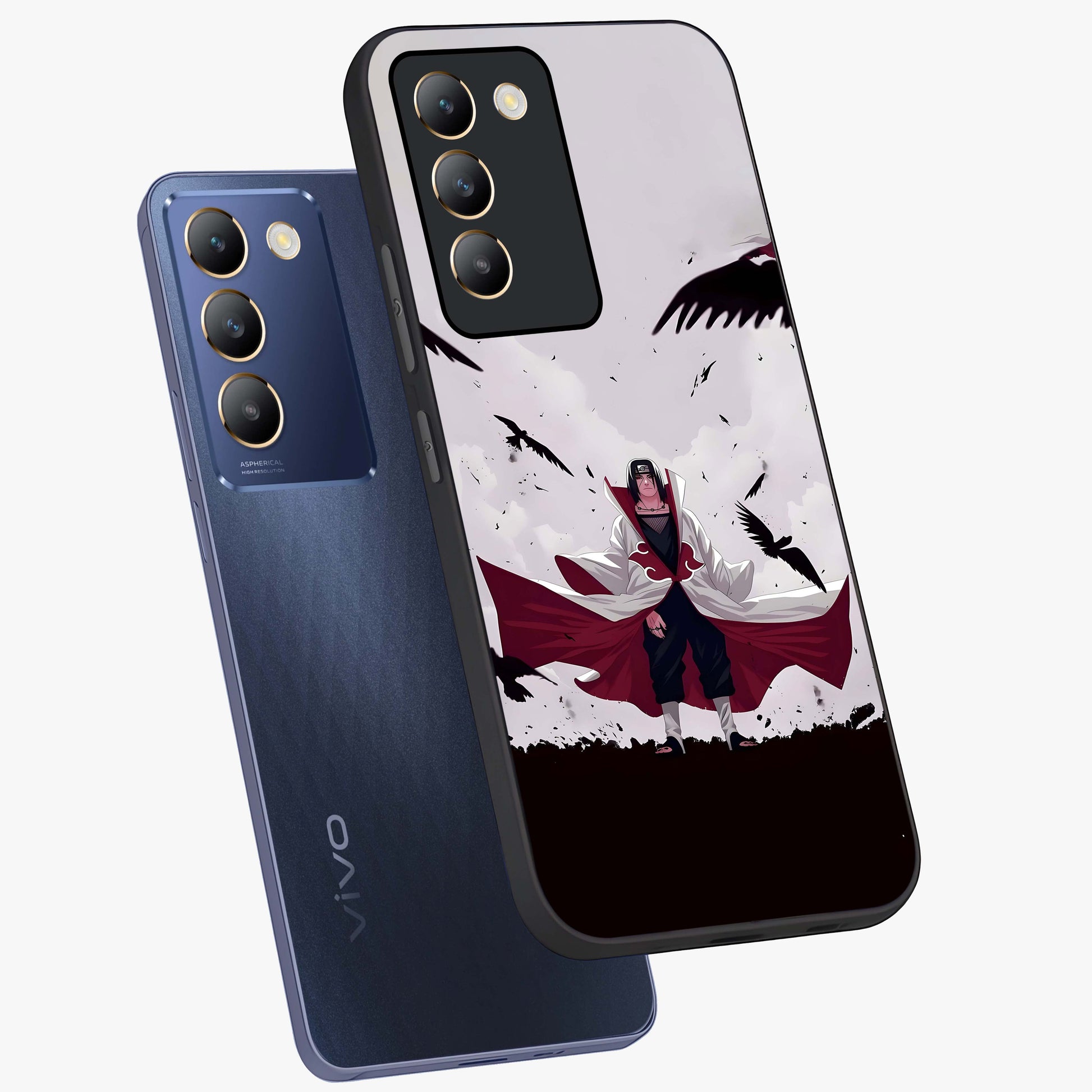 Crimson Crow Ascension Glass Case displayed in angled mockup highlighting powerful crow illustration with dark crimson aesthetic.