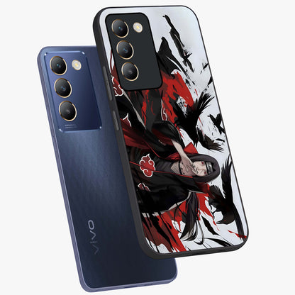 Crimson Crow Illusion Glass Case displayed in angled mockup highlighting mysterious crow graphic with dark aesthetic style.