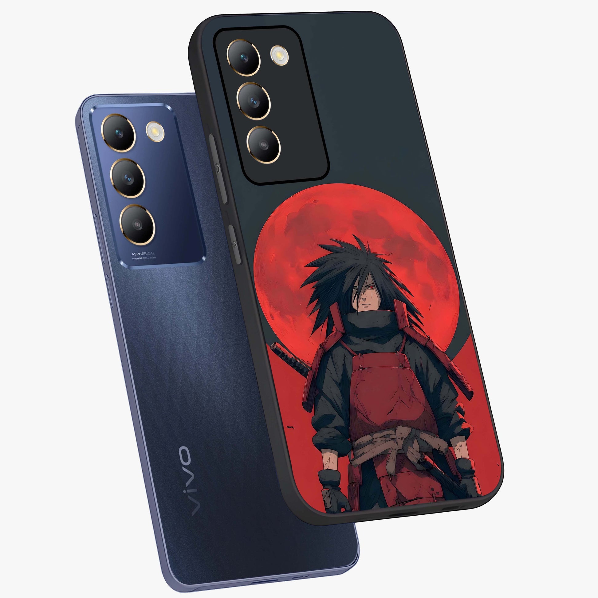 Crimson Moon Warlord Glass Case displayed in angled mockup highlighting dramatic crimson moon design with fantasy aesthetic.