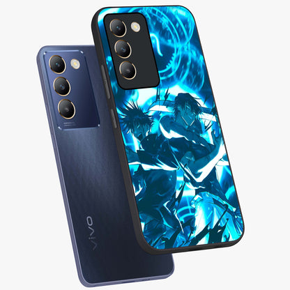 Cursed Energy Clash Glass Case displayed in angled mockup highlighting powerful battle inspired graphic with anime style aesthetic.