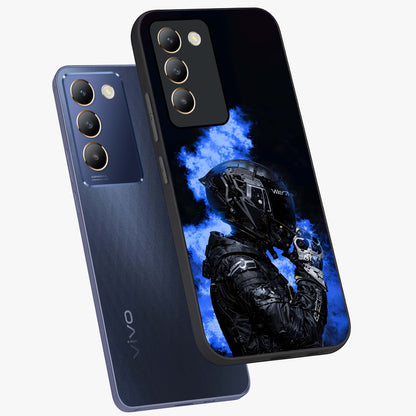 Cyber Sentinel Protocol Glass Case displayed in angled mockup highlighting digital cyber design with sci-fi aesthetic style.