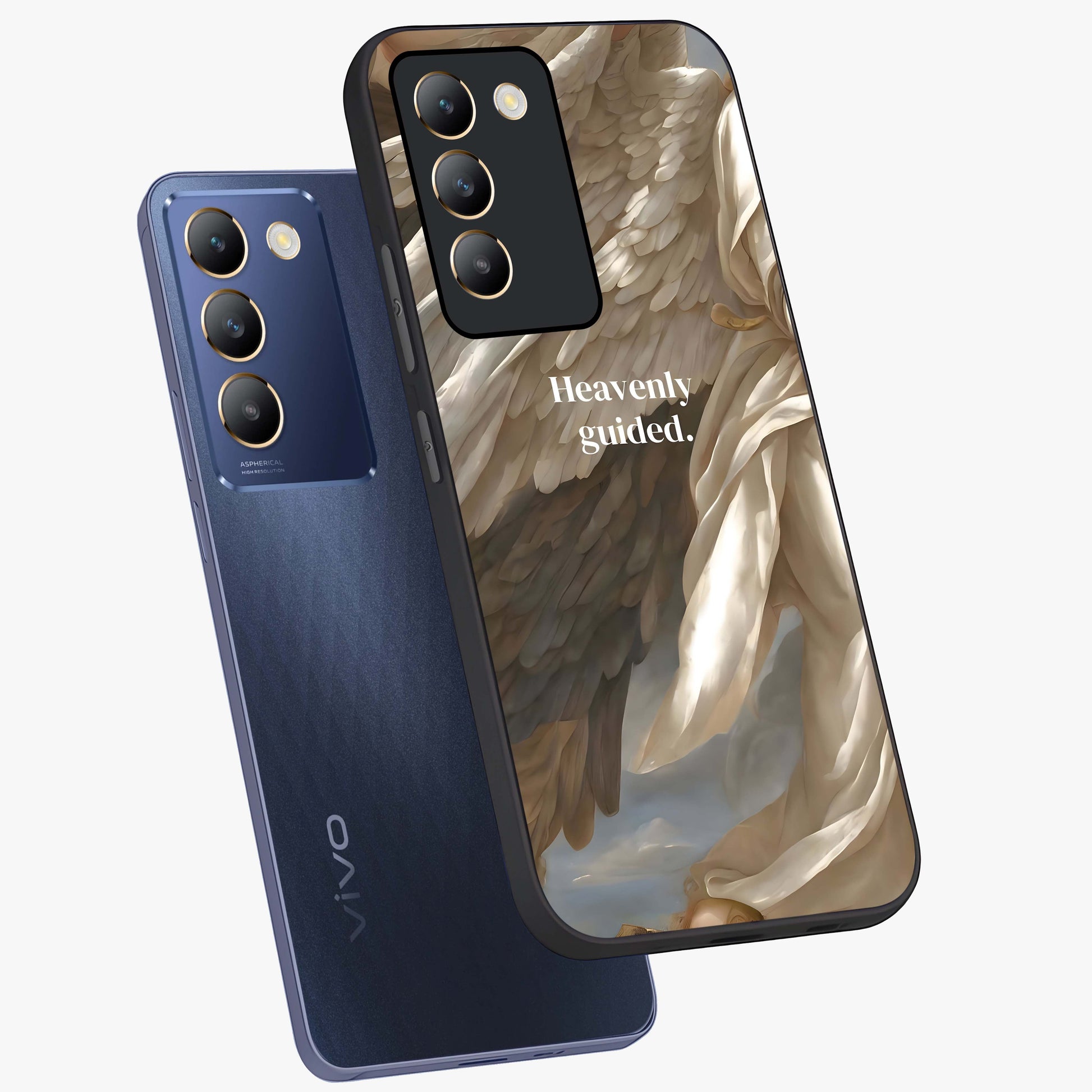 Divine Winged Grace Glass Case displayed in angled mockup highlighting graceful wing design with divine aesthetic style.