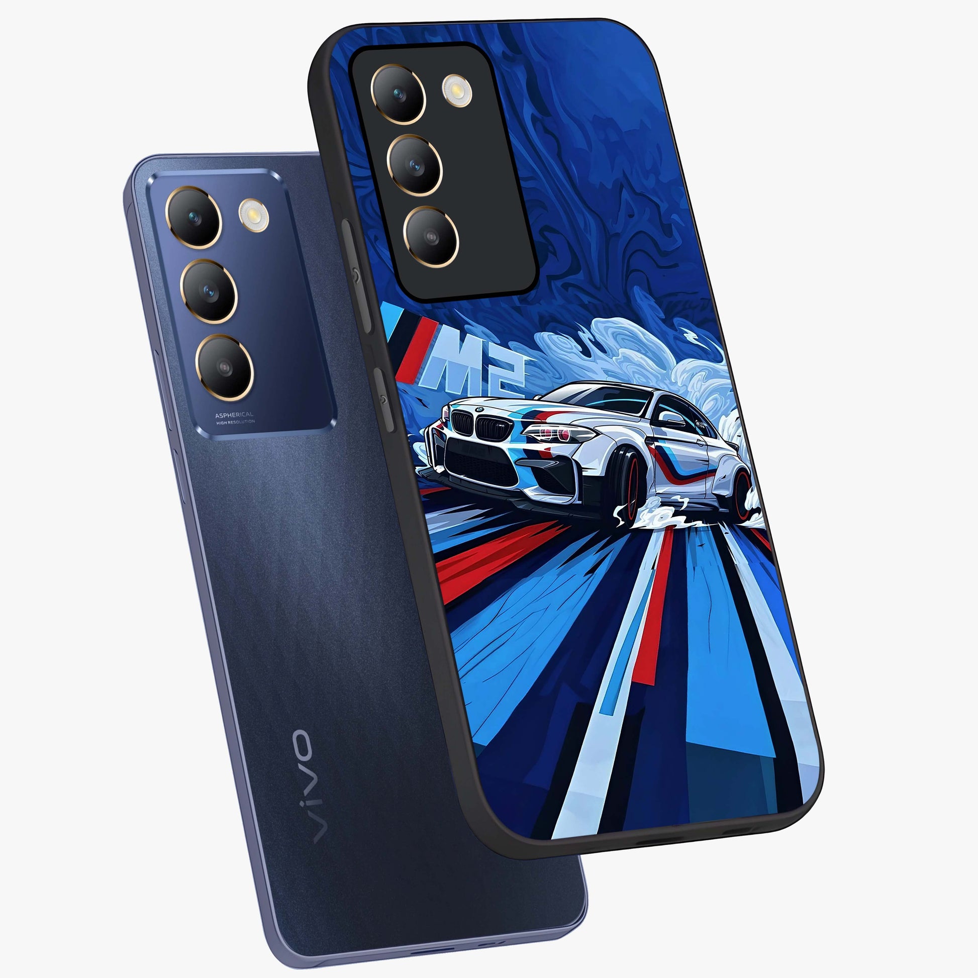 Drift Power Rush Glass Case displayed in angled mockup highlighting powerful drift car design with sporty aesthetic style.