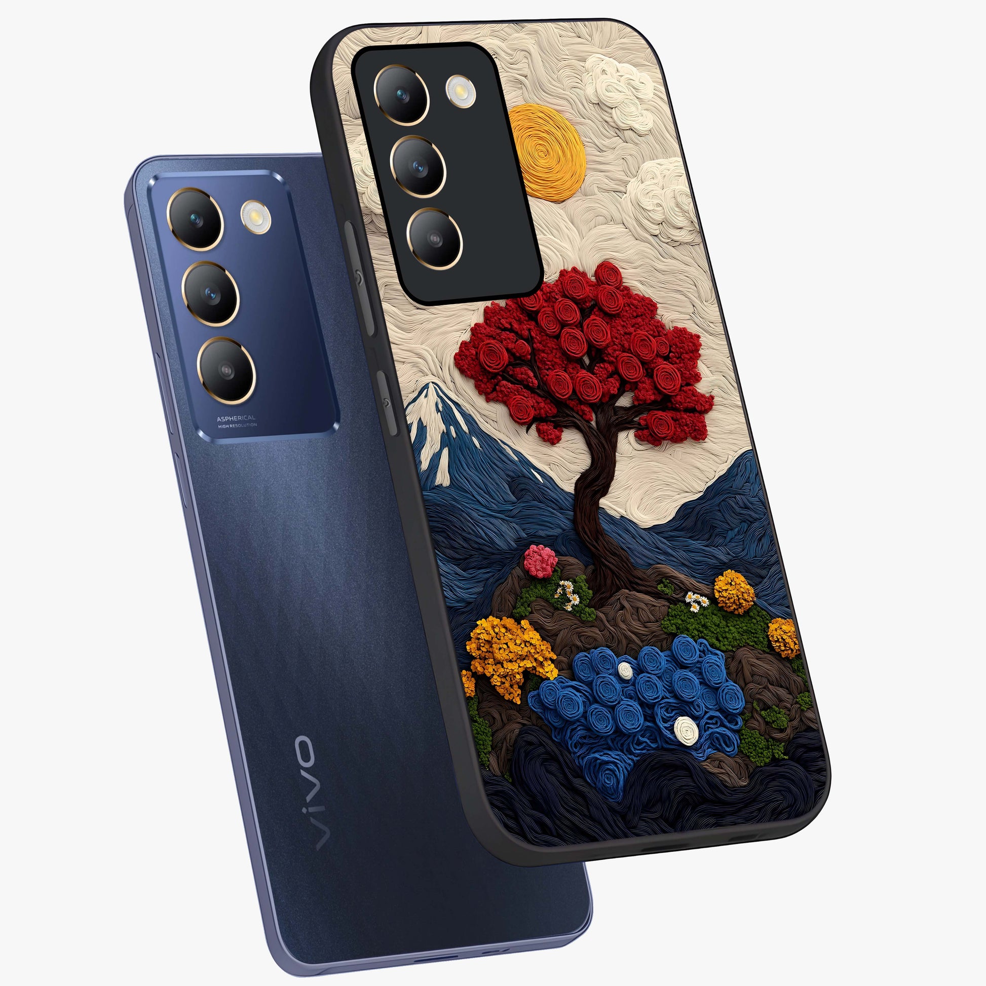 Eternal Nature Tapestry Glass Case displayed in angled mockup highlighting detailed botanical pattern with artistic aesthetic.