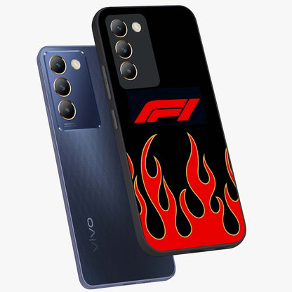 Fire F11 Glass Case displayed in angled mockup highlighting bold fire inspired graphic with energetic aesthetic style.