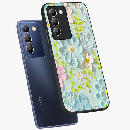 Frosted Petal Garden Glass Case displayed in angled mockup highlighting delicate flower petal design with calm garden aesthetic.