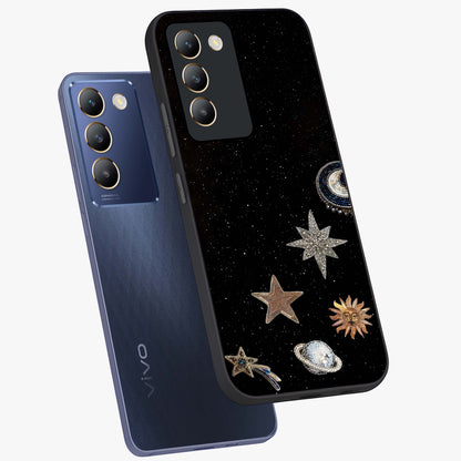 Galactic Charm Glow Glass Case displayed in angled mockup highlighting luminous galaxy inspired design with dreamy aesthetic.