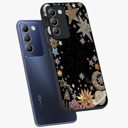 Galactic Jewel Stars Glass Case displayed in angled mockup highlighting shining celestial star design with cosmic aesthetic style.