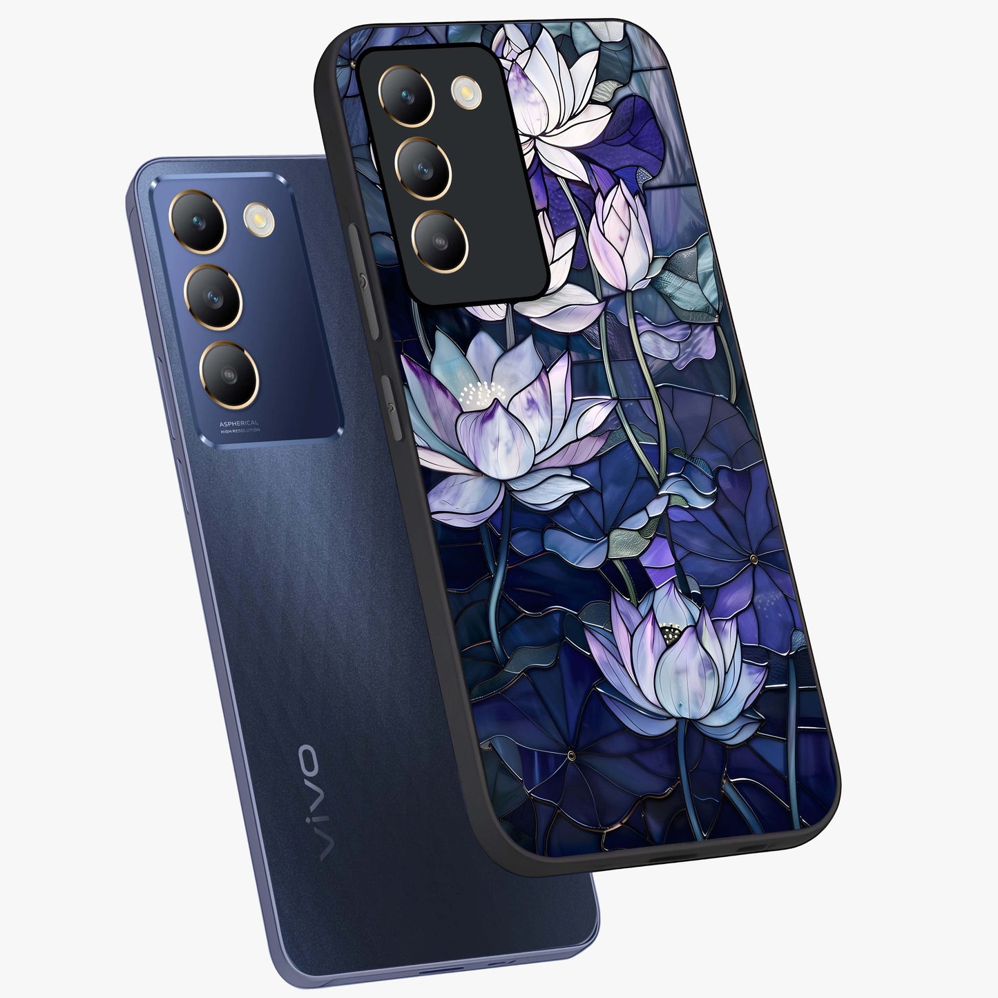 Gloss Petal Rush Glass Case displayed in angled mockup highlighting vibrant petal design with elegant floral aesthetic.