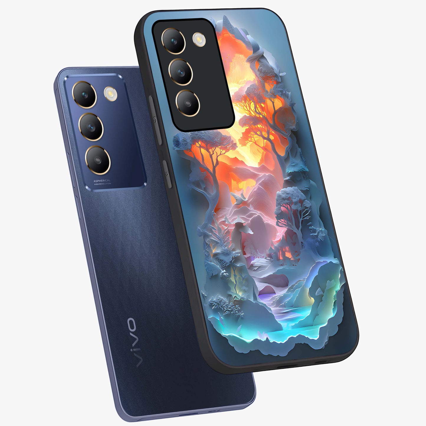 Glow Forest Portal Glass Case displayed in angled mockup highlighting mystical forest design with magical glowing aesthetic.