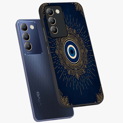 Golden Celestial Charm Glass Case displayed in angled mockup highlighting sparkling cosmic charm design with celestial aesthetic.