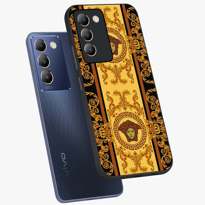 Golden Lotus Glow Glass Case displayed in angled mockup highlighting radiant lotus illustration with spiritual aesthetic.