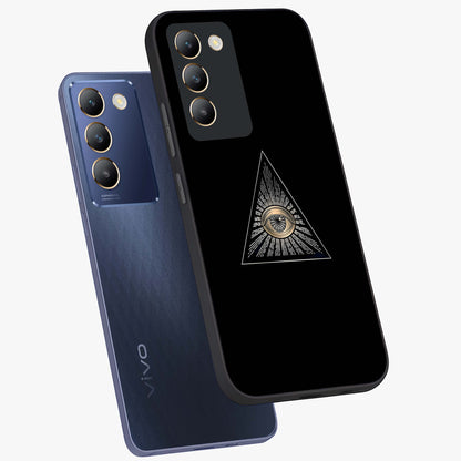 Illuminati Evil Glass Case displayed in angled mockup highlighting dark occult inspired design with bold aesthetic style.