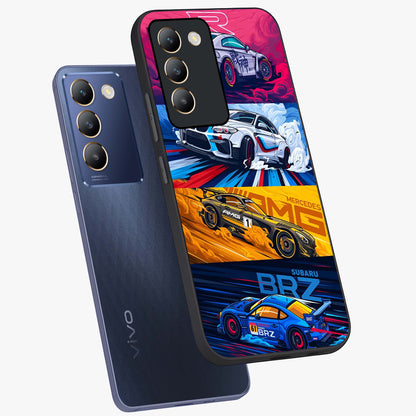 JDM Sports Car Glass Case displayed in angled mockup highlighting sleek Japanese racing car design with automotive aesthetic.