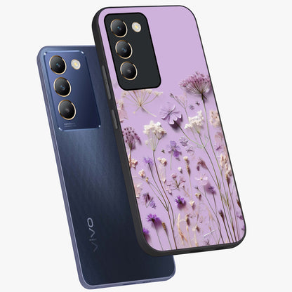 Lavender Blossom Dream Glass Case displayed in angled mockup highlighting dreamy lavender flower design with calming aesthetic style.