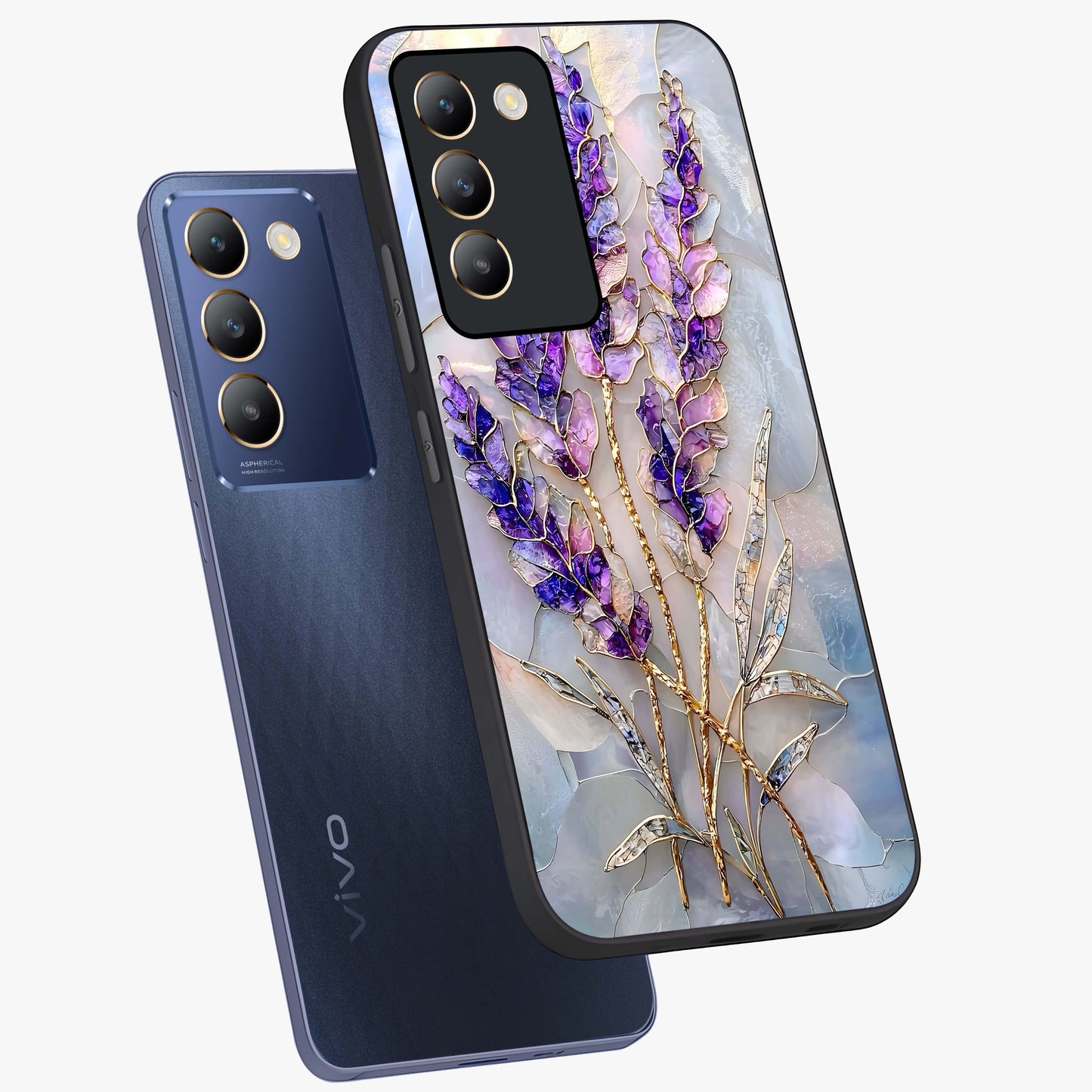 Lavender Dream Glow Glass Case displayed in angled mockup highlighting dreamy purple glow design with soft artistic style.