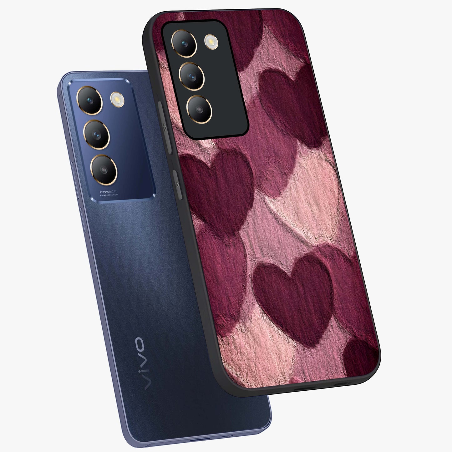 Layered Paper Hearts Glass Case displayed in angled mockup highlighting creative paper craft heart design with romantic aesthetic.