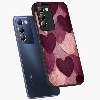 Layered Paper Hearts Glass Case displayed in angled mockup highlighting creative paper craft heart design with romantic aesthetic.