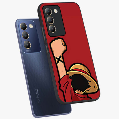 Luffy X Spirit Glass Case displayed in angled mockup highlighting powerful anime design with energetic action aesthetic.