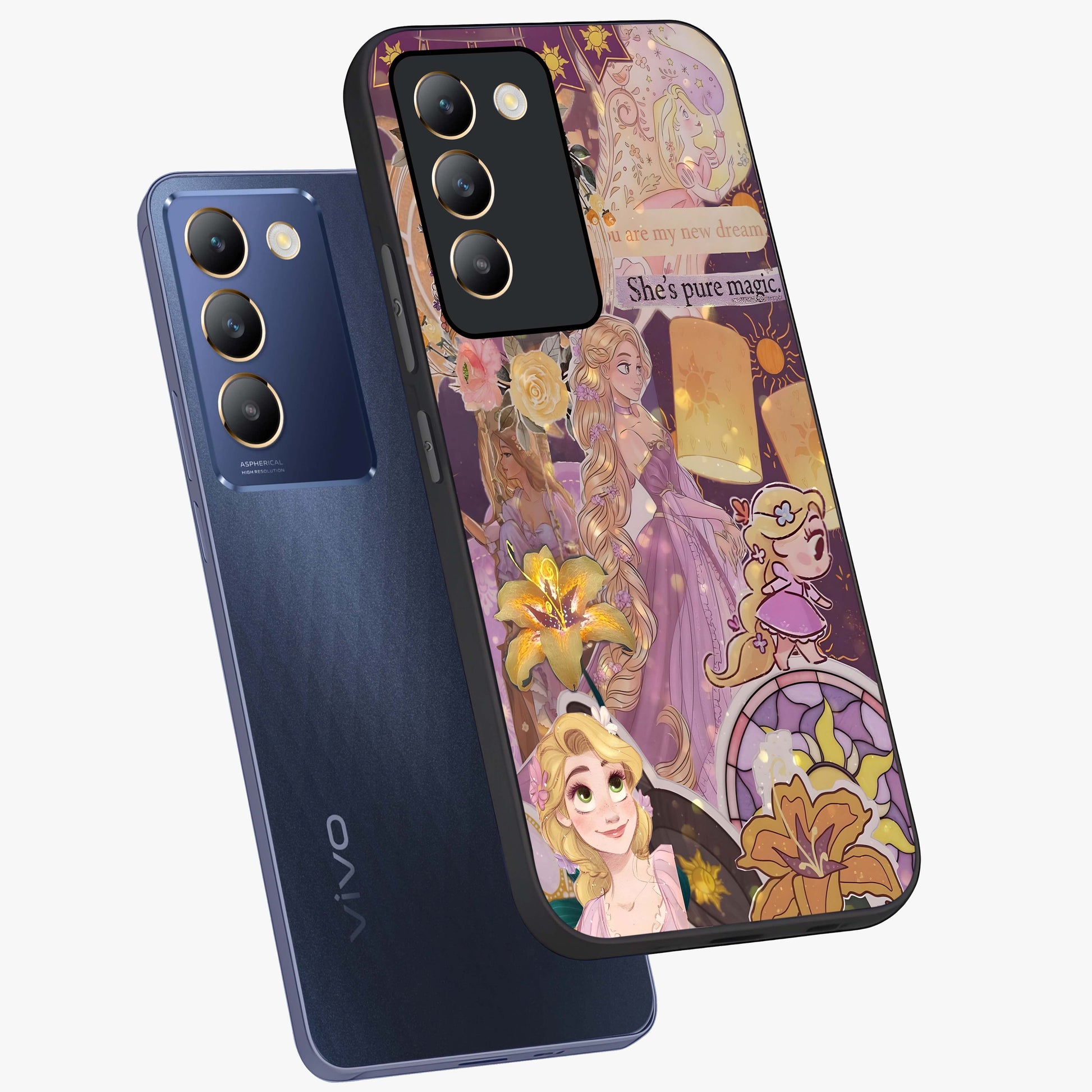 Magical Tangled Dream Glass Case displayed in angled mockup highlighting whimsical fantasy design with magical aesthetic.