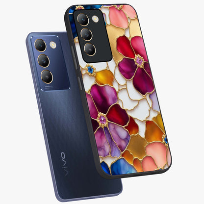 Marble Flower Pattern Glass Case displayed in angled mockup highlighting elegant marble floral design with modern aesthetic.
