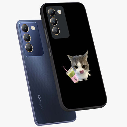 Matcha Cat Style Glass Case displayed in angled mockup highlighting playful feline design with pastel matcha aesthetic.