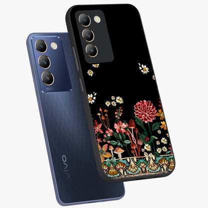 Midnight Bloom Pattern Glass Case displayed in angled mockup highlighting elegant flower design with midnight aesthetic style.
