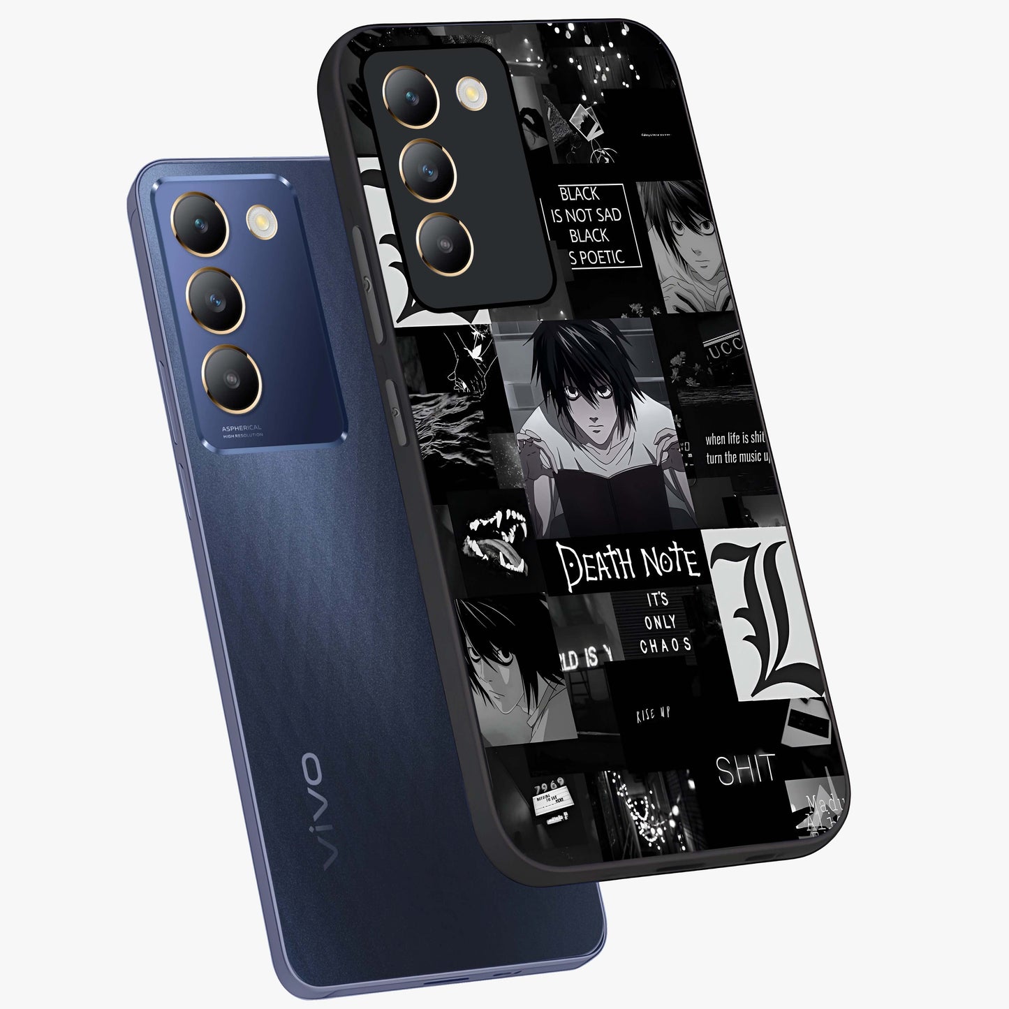 Midnight Chaos Mind Glass Case displayed in angled mockup highlighting chaotic artistic design with dramatic midnight aesthetic.
