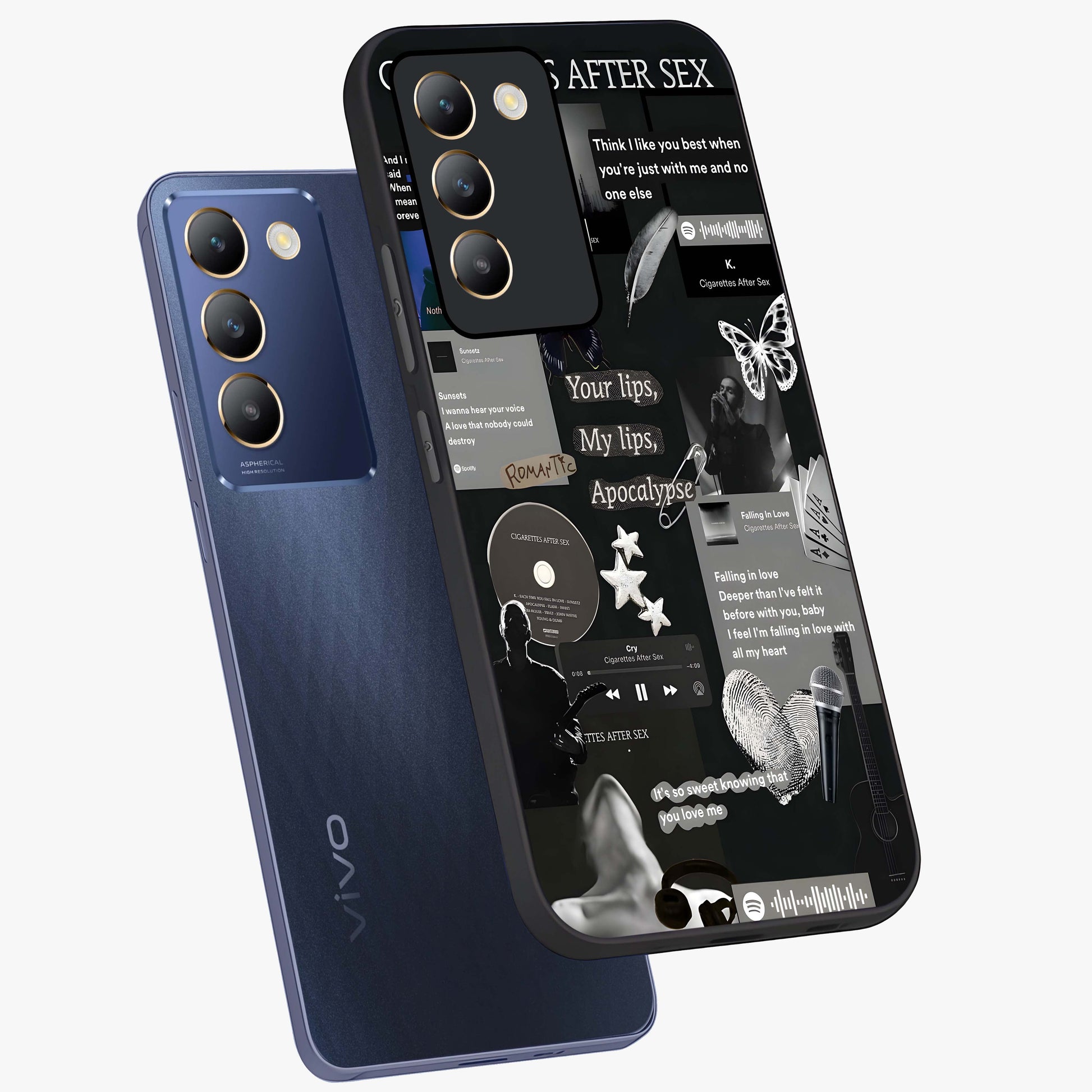 Midnight Love Echo Glass Case displayed in angled mockup highlighting elegant love inspired design with deep aesthetic style.
