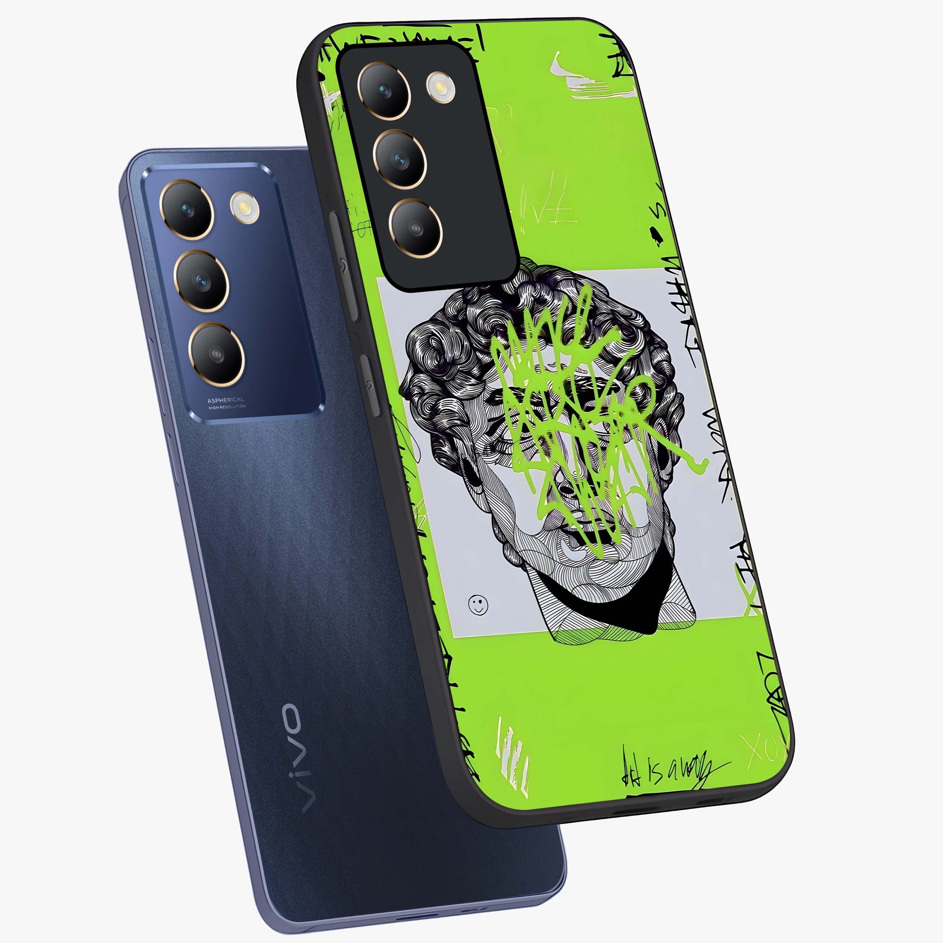Neo Graffiti Rebellion Glass Case displayed in angled mockup highlighting urban street art design with rebellious aesthetic.
