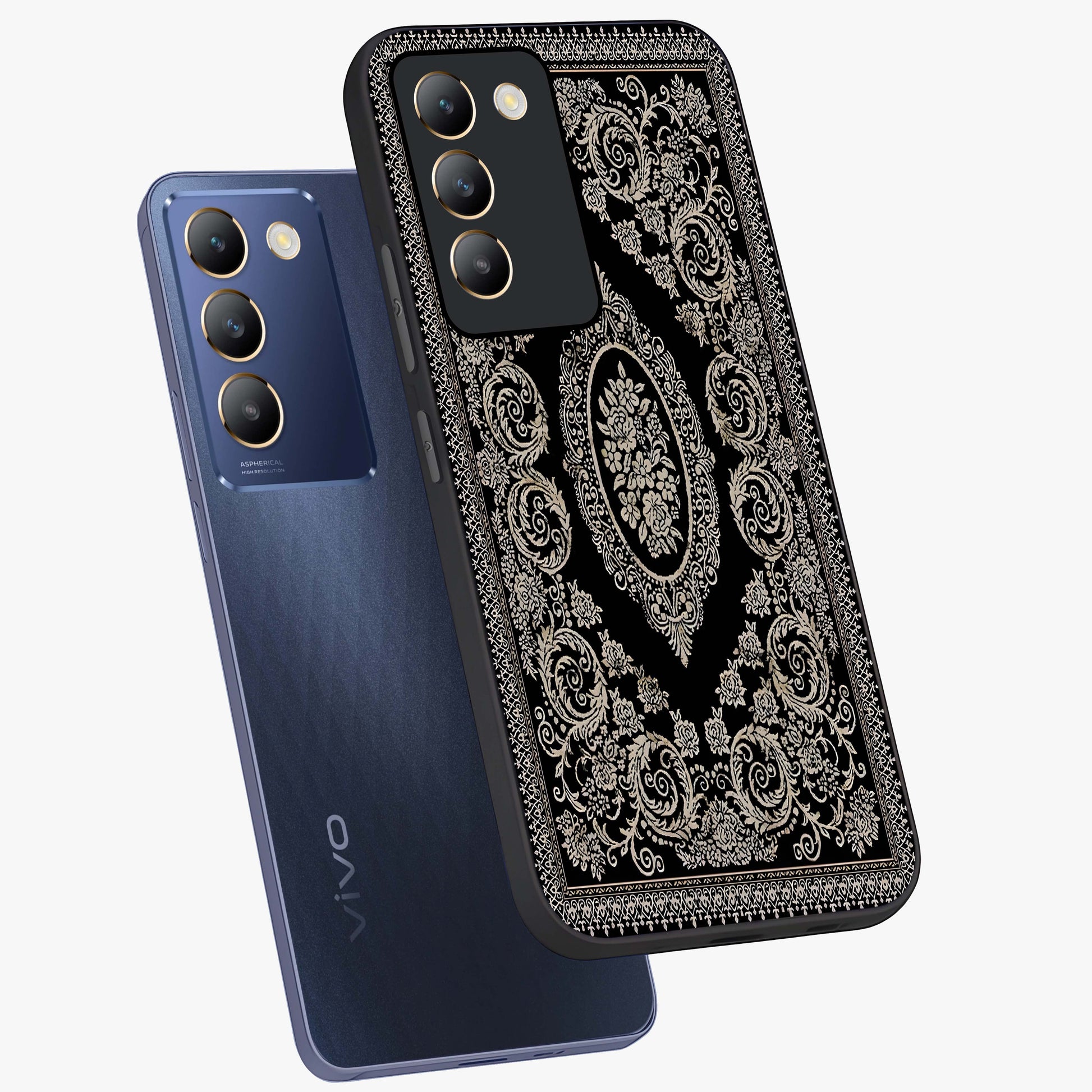 Noir Bloom Elegance Glass Case displayed in angled mockup highlighting refined flower design with stylish noir aesthetic.